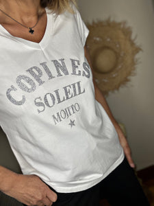 Tee shirt " Copines Soleil Mojito " Argenté