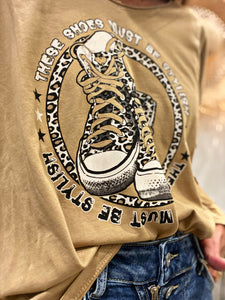 Tee shirt THESE SHOES MUST BE STYLISH Camel