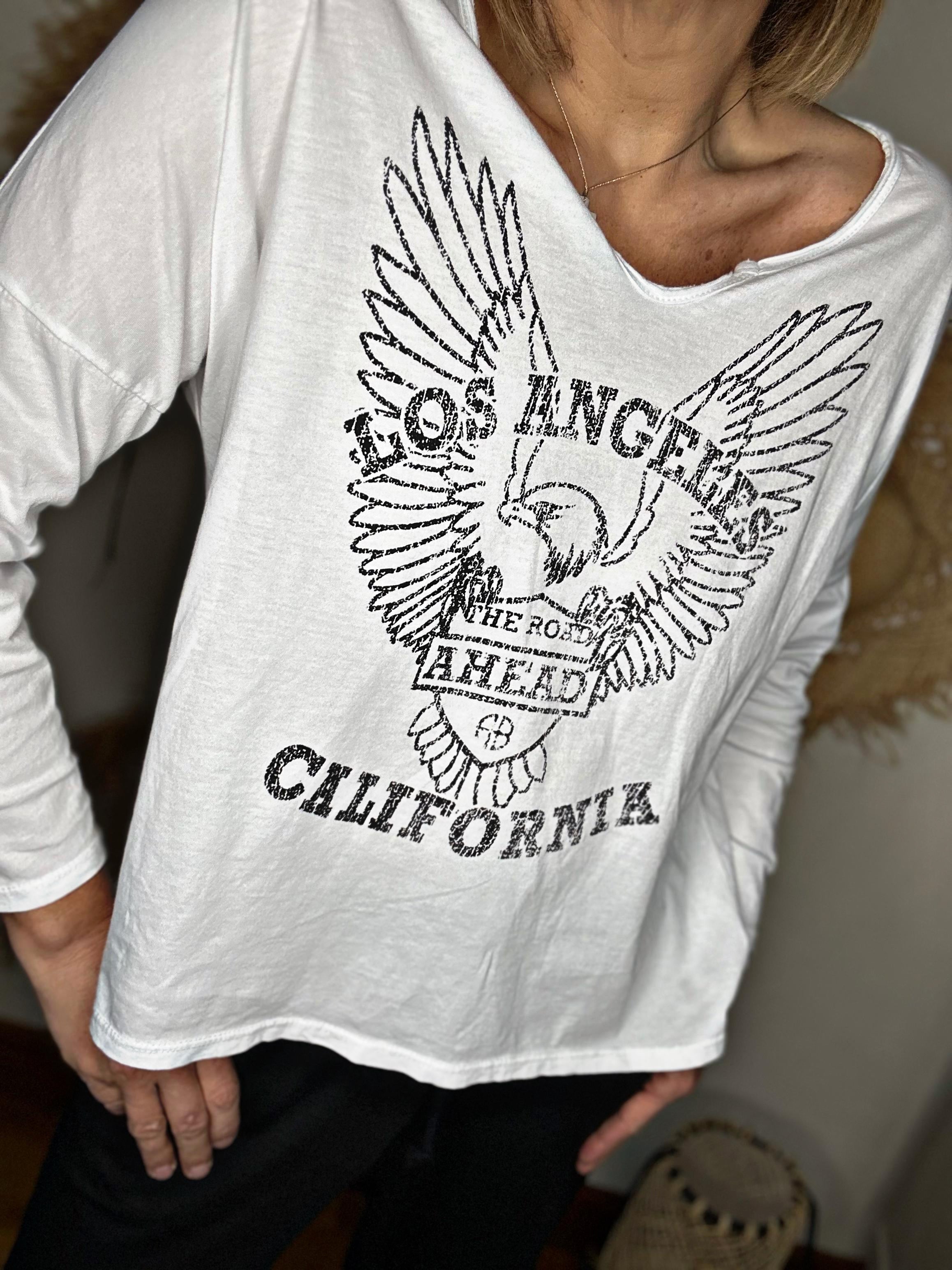 Tee shirt CALIFORNIA Blanc/Noir
