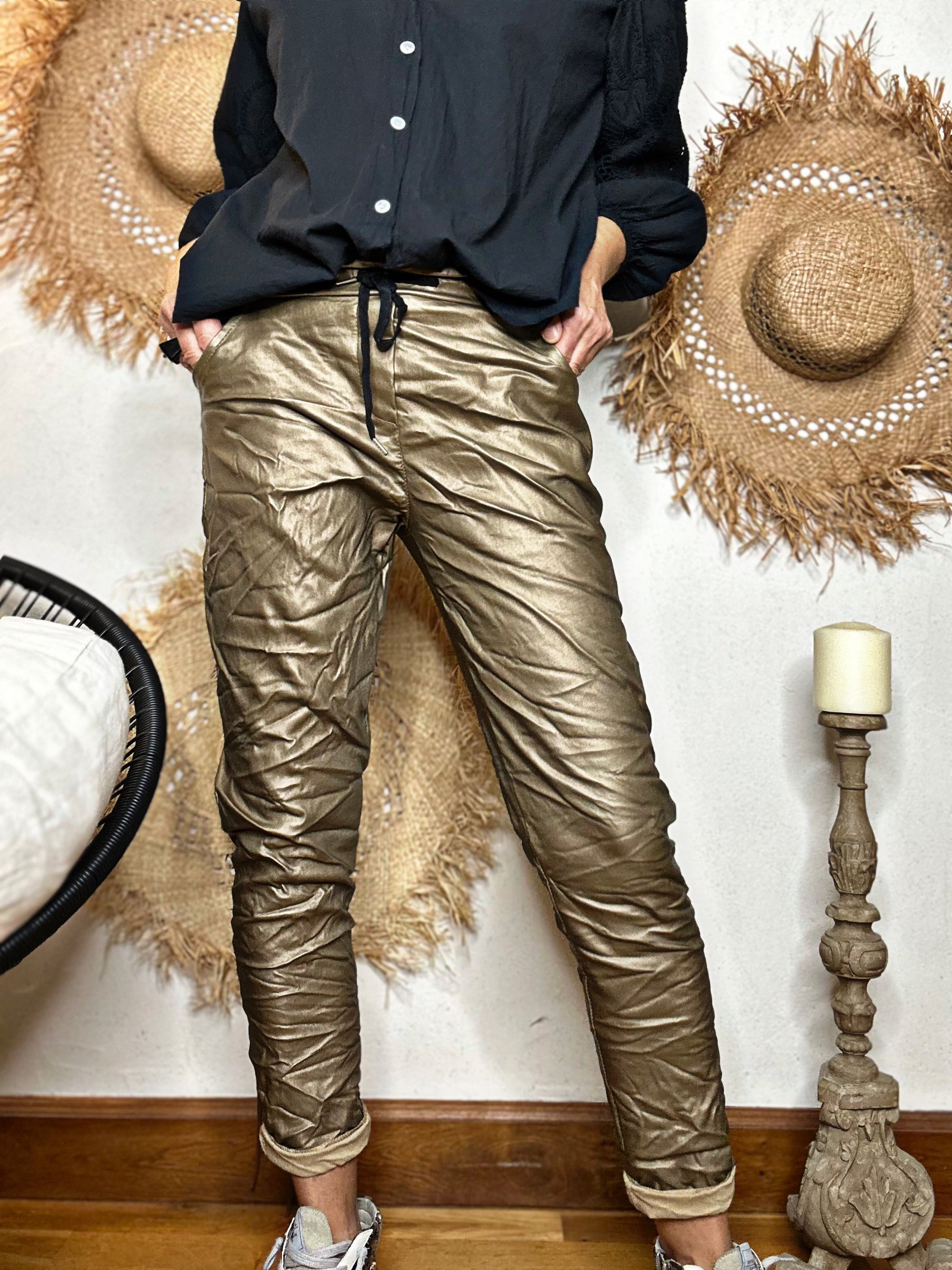 Pantalon simili LISANDRO Camel doré