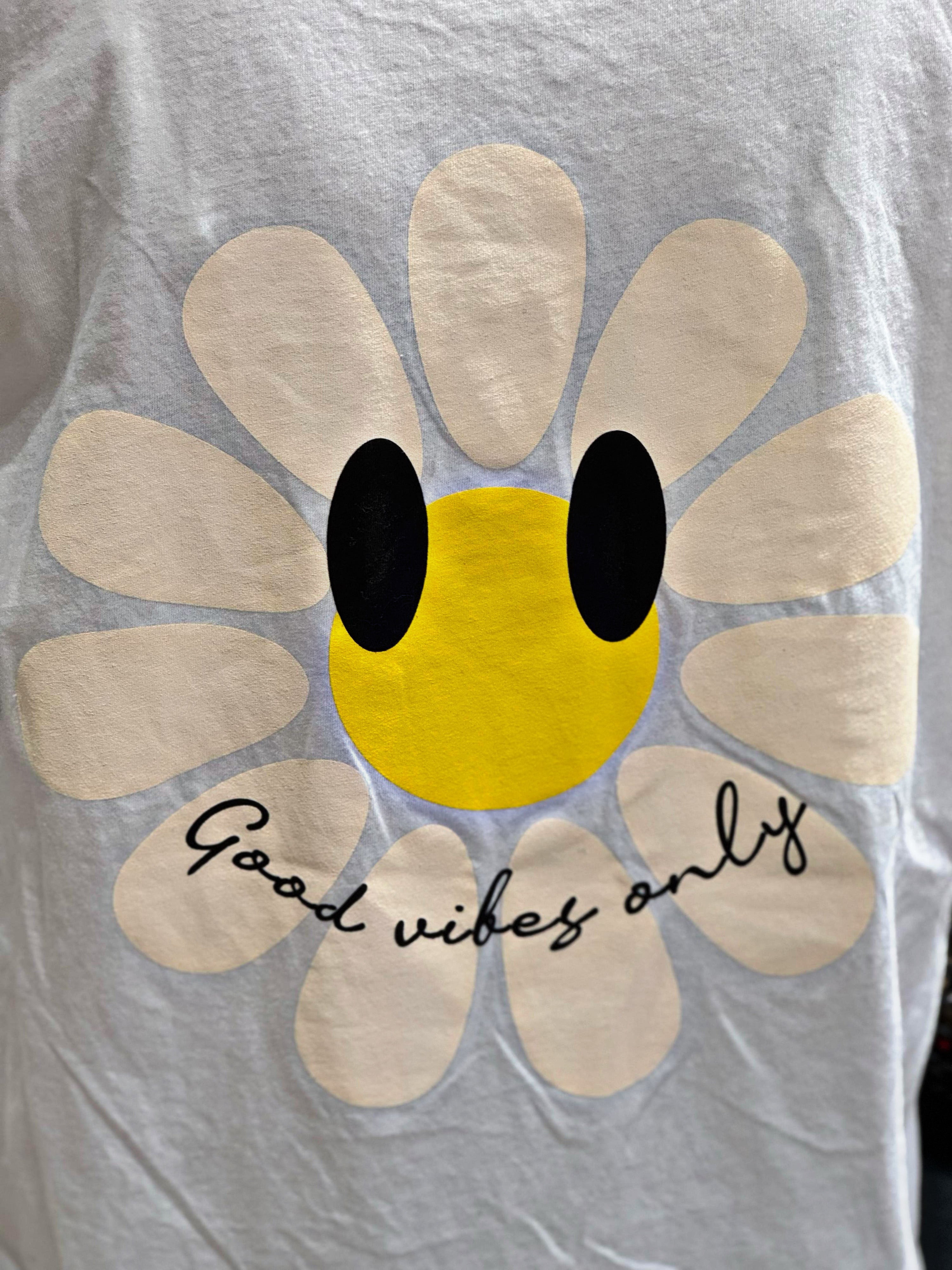 Tee shirt GOOD VIBES ONLY Blanc