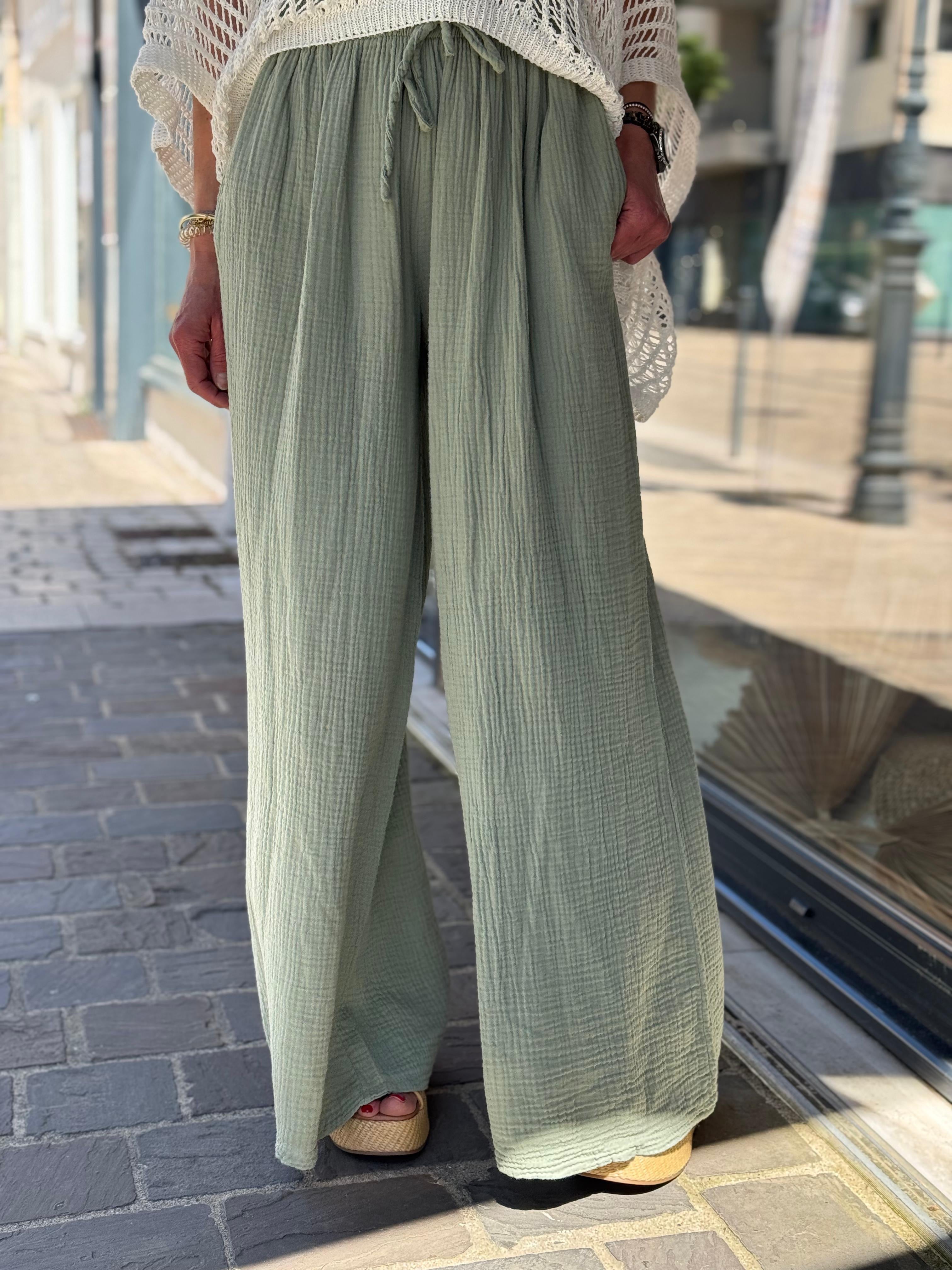 Pantalon gaze de coton YAGO Kaki