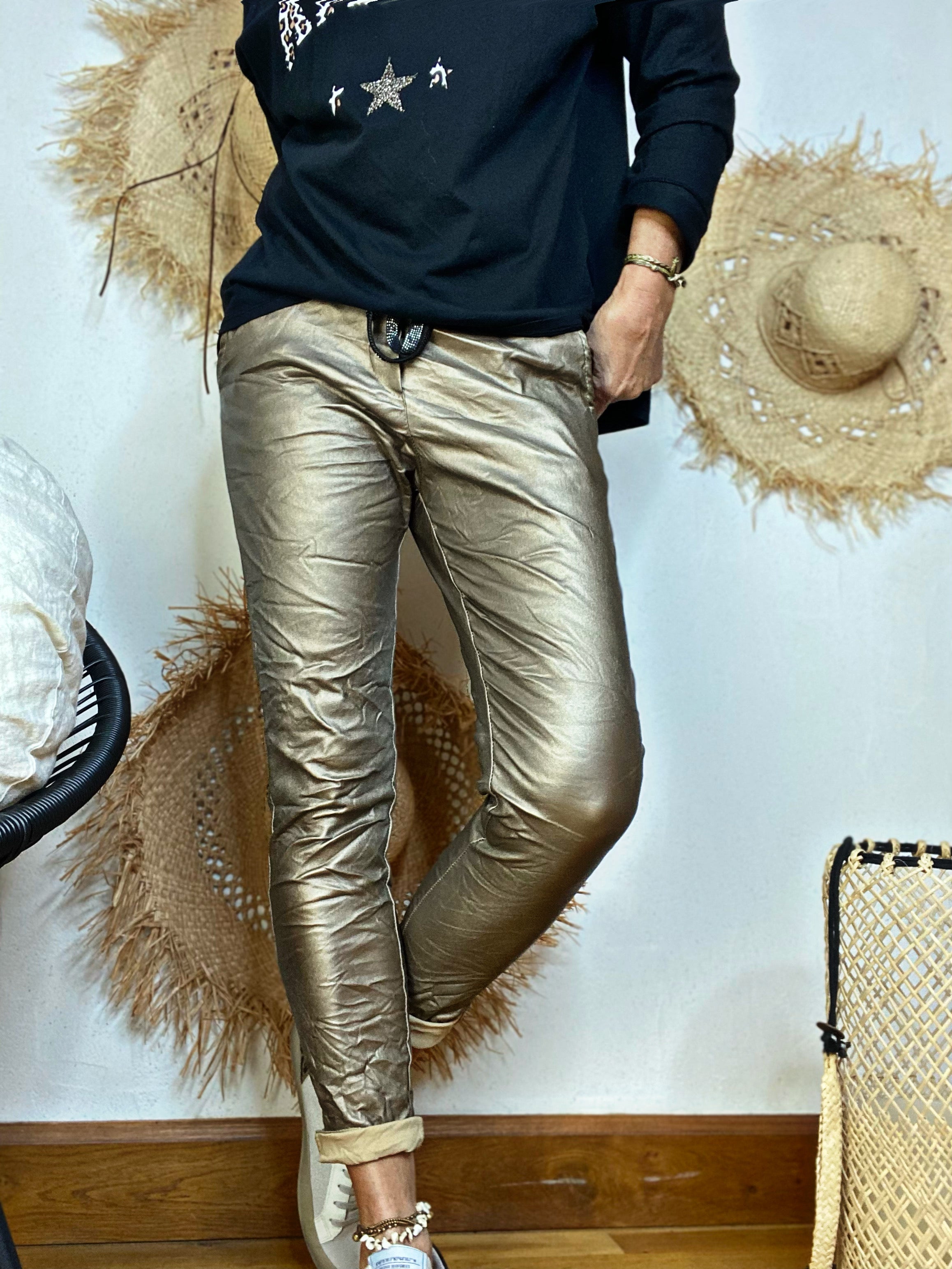Pantalon simili JULIO Camel doré