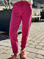 Charger l'image dans la galerie, Pantalon jogging MIKO Fuchsia taille élastiquée bandes pailletées
