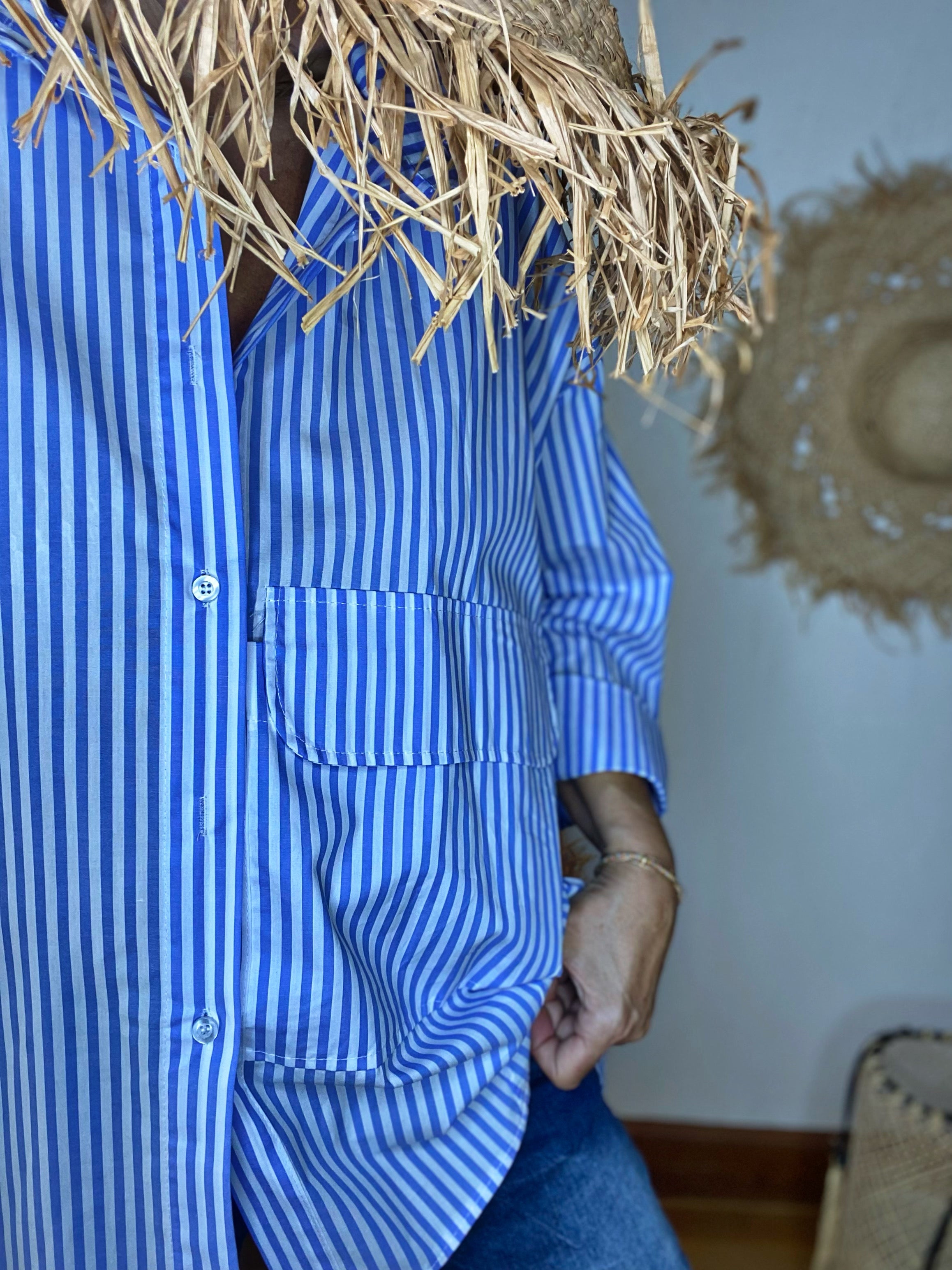 Chemise rayée JACKYE Blanc/Bleu
