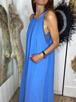 Charger l&#39;image dans la galerie, Robe longue gaze de coton SYBILLE Bleu
