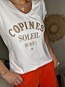 Tee shirt " Copines Soleil Mojito " Doré