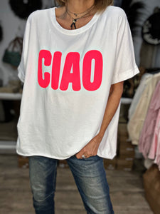 Tee shirt LEONIE Blanc/Fuchsia