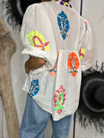 Charger l'image dans la galerie, Blouse imprimée Blanche - 46
