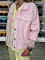 Charger l'image dans la galerie, Veste en jean rose inscription écru - COTE D'AZUR
