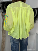 Charger l'image dans la galerie, Chemise Jaune fluo manches brodées AYA
