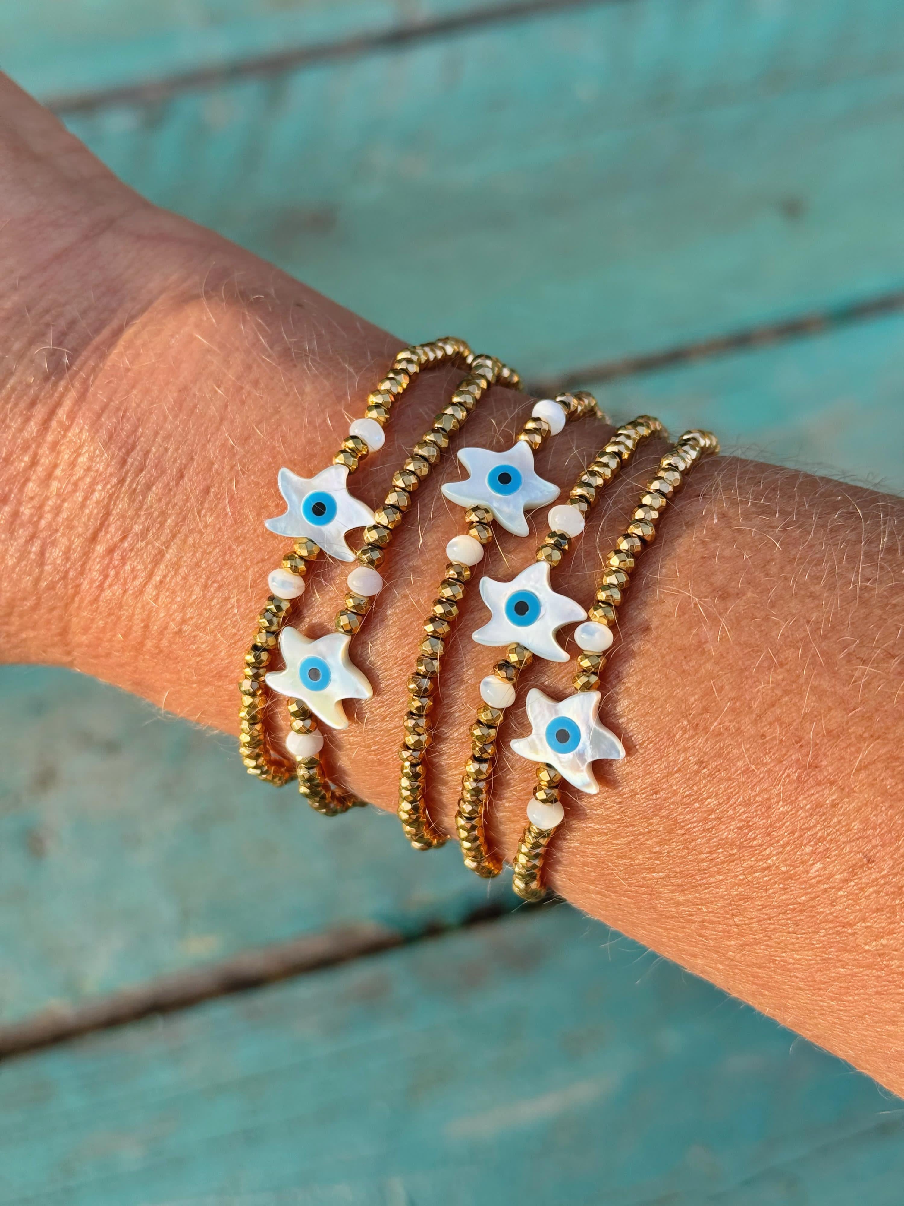 Bracelet STARFISH Doré Blanc Bleu - Ci o mi