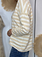 Charger l'image dans la galerie, T-shirt VANILLE marinière Ecru et Beige
