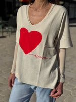 Charger l'image dans la galerie, Pull LOVE Ecru/Rouge
