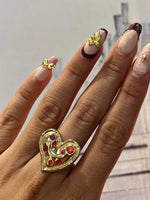 Charger l&#39;image dans la galerie, Bague COEUR Rouge Fuchsia
