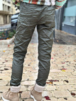 Charger l&#39;image dans la galerie, Pantalon simili cuir MADDOX Kaki
