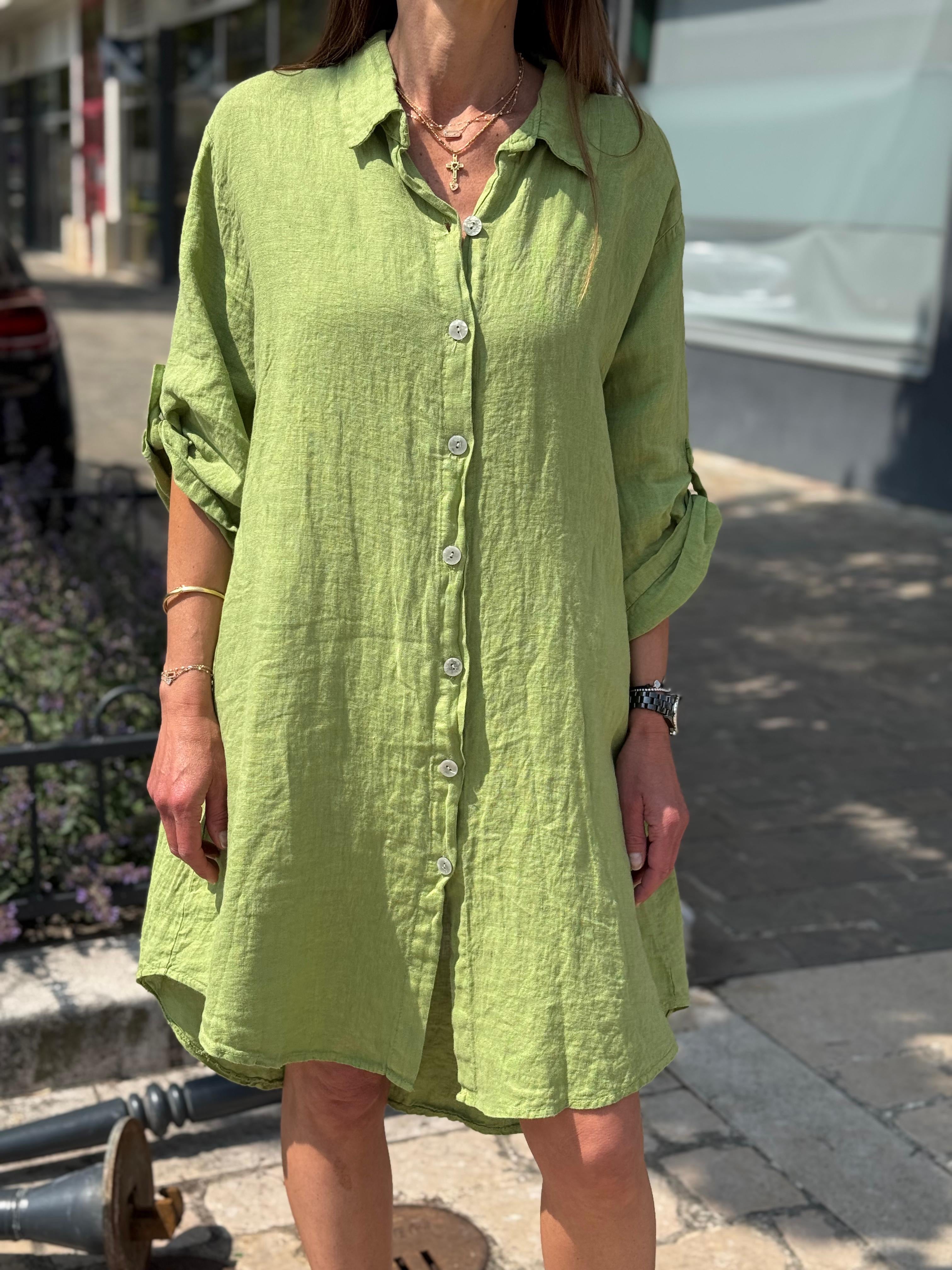 Robe lin  HAVANA Vert