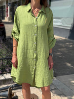Charger l&#39;image dans la galerie, Robe lin  HAVANA Vert
