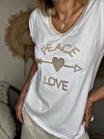 Charger l&#39;image dans la galerie, Tee shirt Peace Love Blanc
