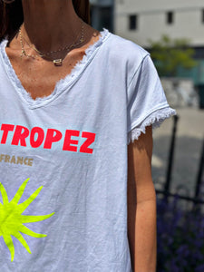 Tee shirt ST-TROPEZ Blanc/Fuchsia