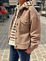 Charger l&#39;image dans la galerie, Blouson bouclette GAB Camel clair

