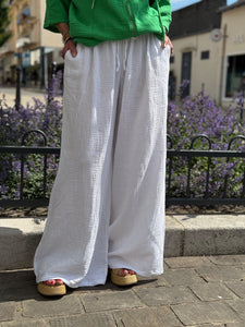 Pantalon gaze de coton YAGO Blanc