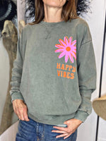 Charger l&#39;image dans la galerie, Sweat HAPPY VIBES - Kaki
