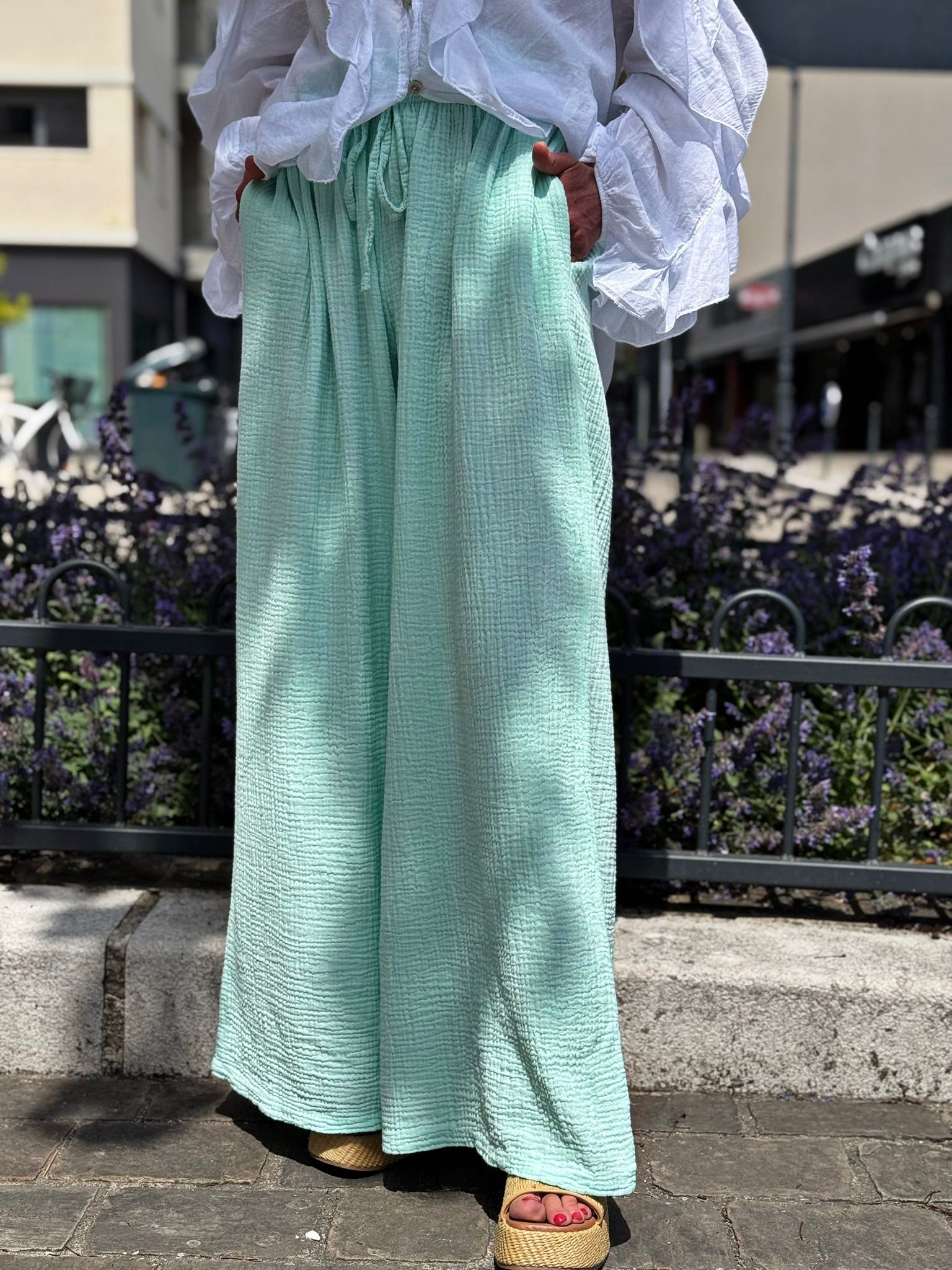 Pantalon gaze de coton YAGO Aqua