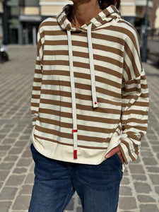 Sweat fin à capuche RIVAGE Camel/Ecru