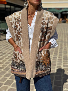 Gilet sans manche BASILE Beige/Choco