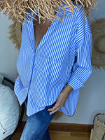 Charger l&#39;image dans la galerie, Chemise rayée JACKYE Blanc/Bleu
