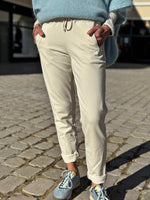 Charger l'image dans la galerie, Pantalon jogging MIKO Ecru taille élastiquée bandes pailletées
