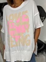 Charger l'image dans la galerie, T-shirt imprimé message Blanc - LOVE
