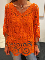 Charger l&#39;image dans la galerie, Pull crochet ZARA Orange
