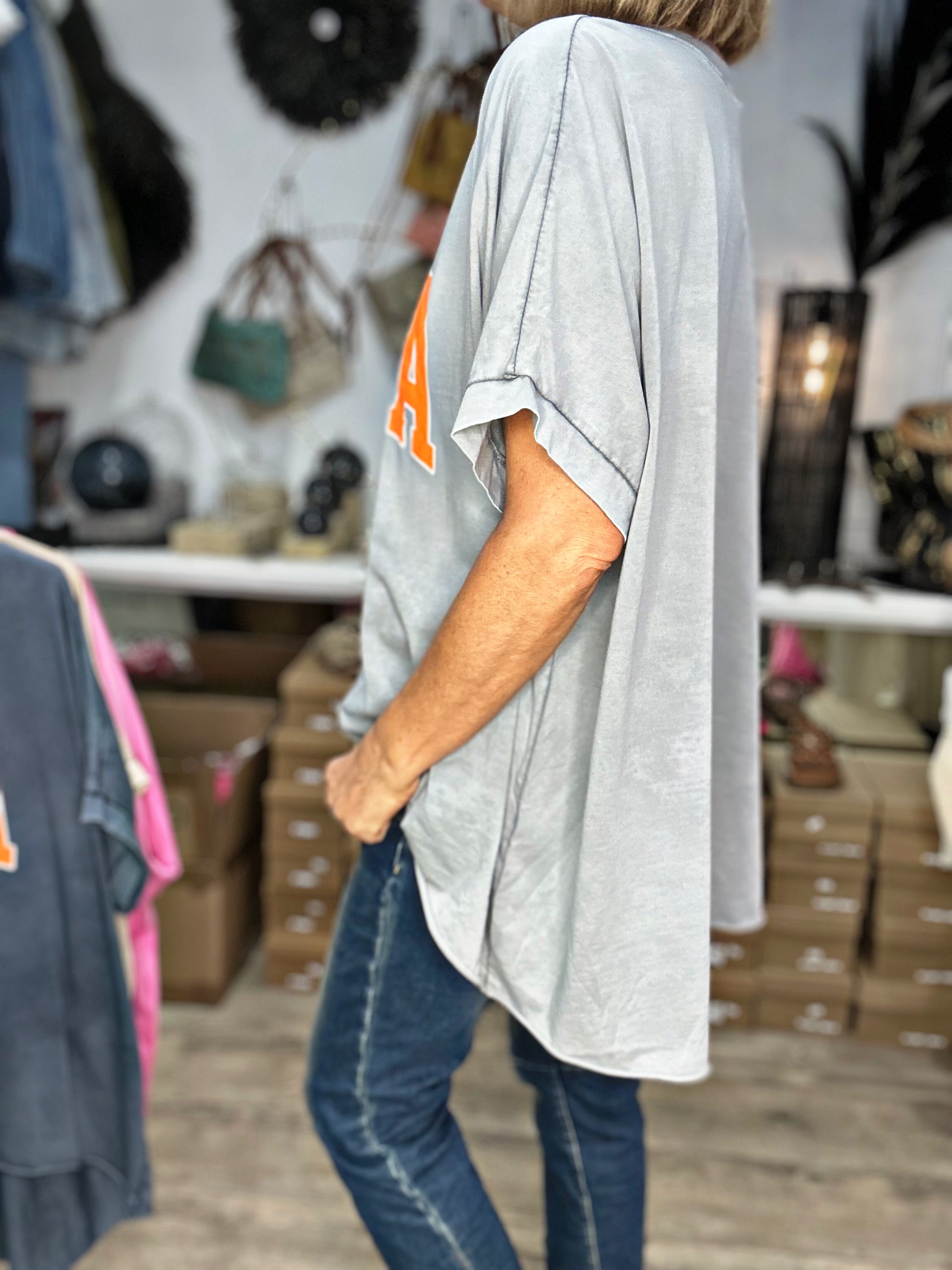 Tee shirt IBIZA Gris effet délavé