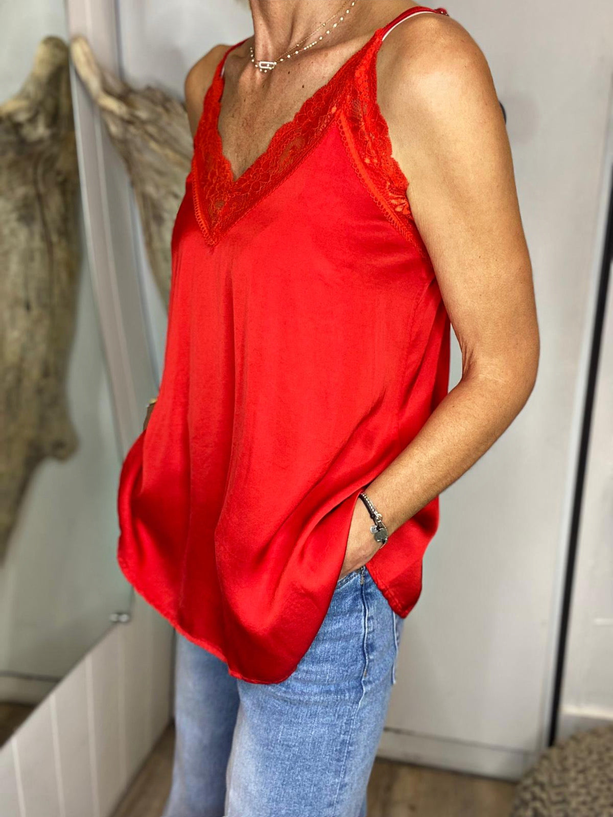 Top satiné FIRMIN Rouge