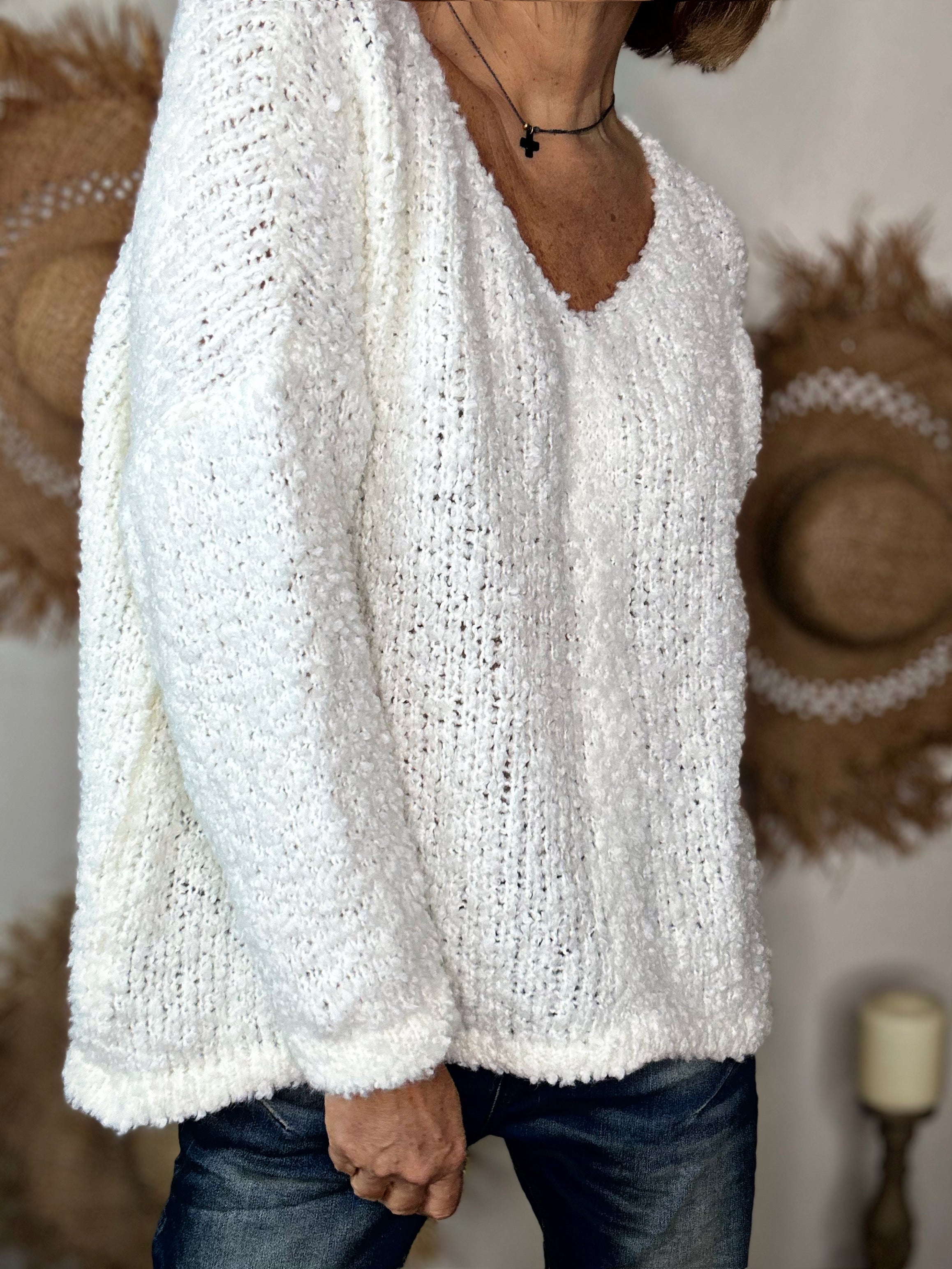 Pull bouclette MARTINO Blanc