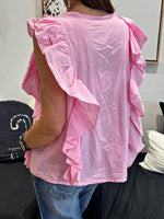 Charger l'image dans la galerie, Blouse volantée Rose malabar sans manches NOVELINE
