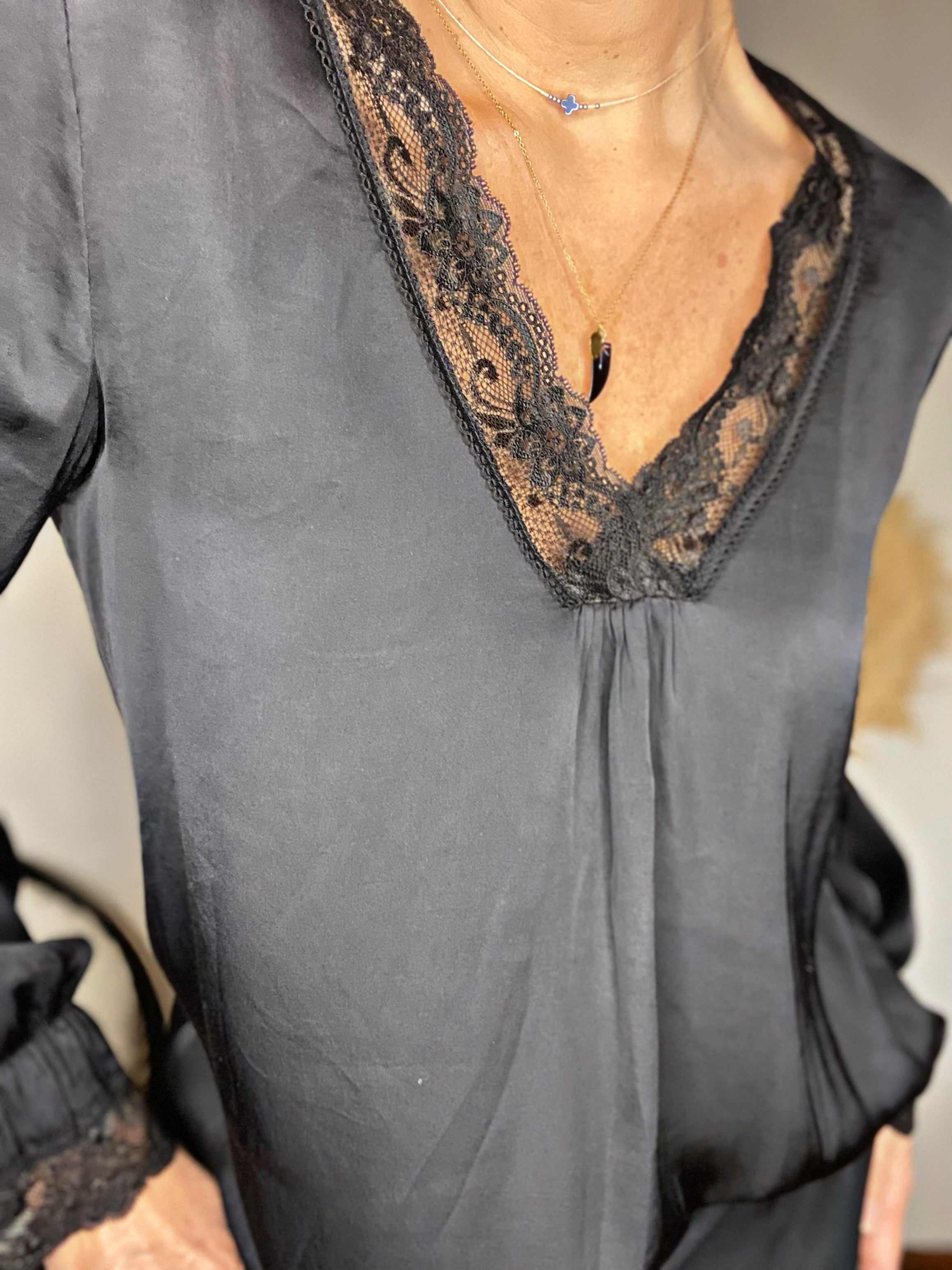 Top satiné RACHEL Noir