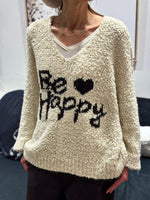 Charger l&#39;image dans la galerie, Pull BE HAPPY Ecru/Choco
