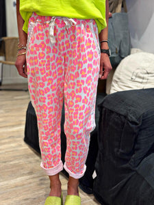 Pantalon CALYPSO Fuchsia Orange Ecru