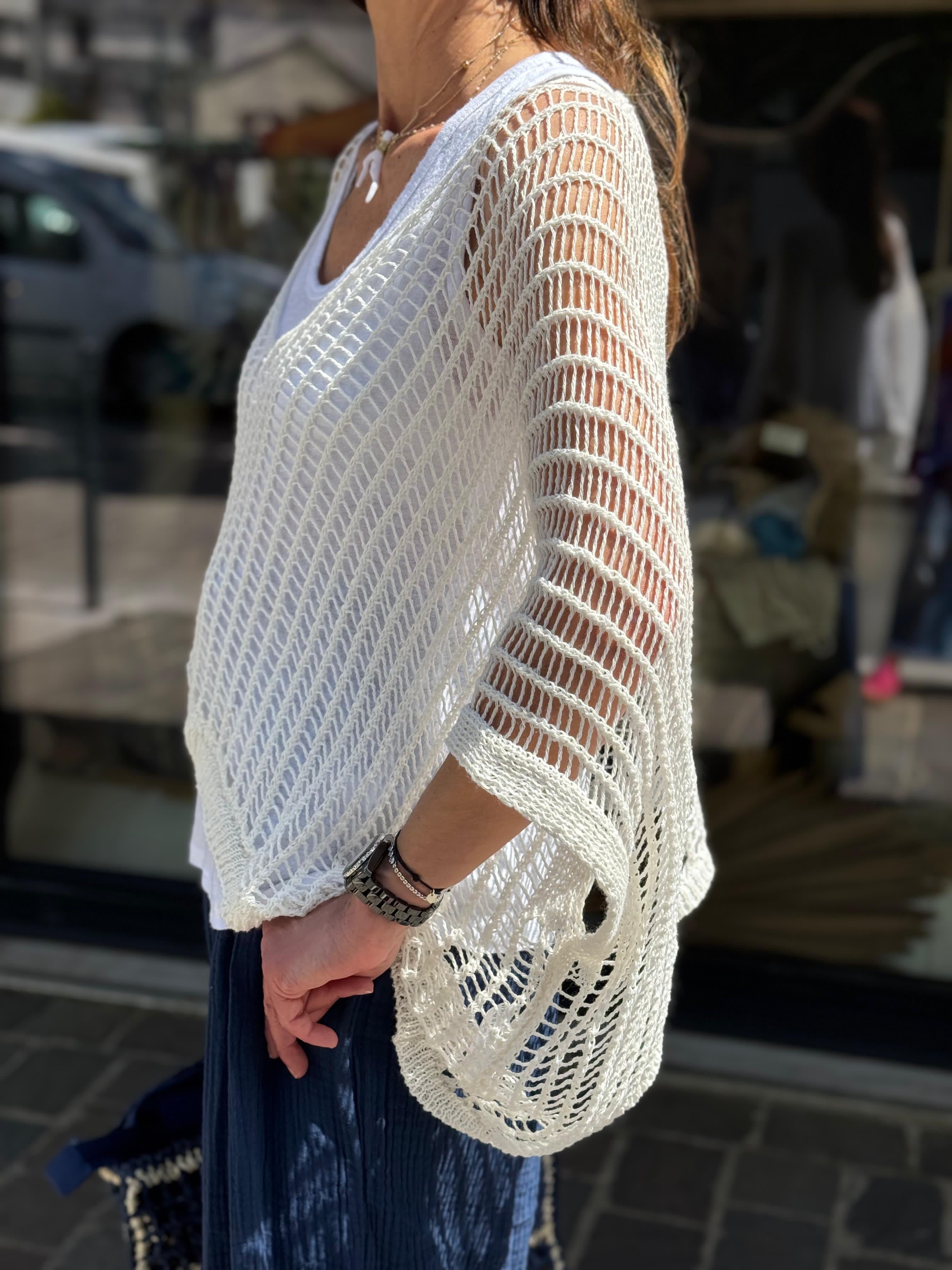 Pull maille ajourée ZAC Blanc