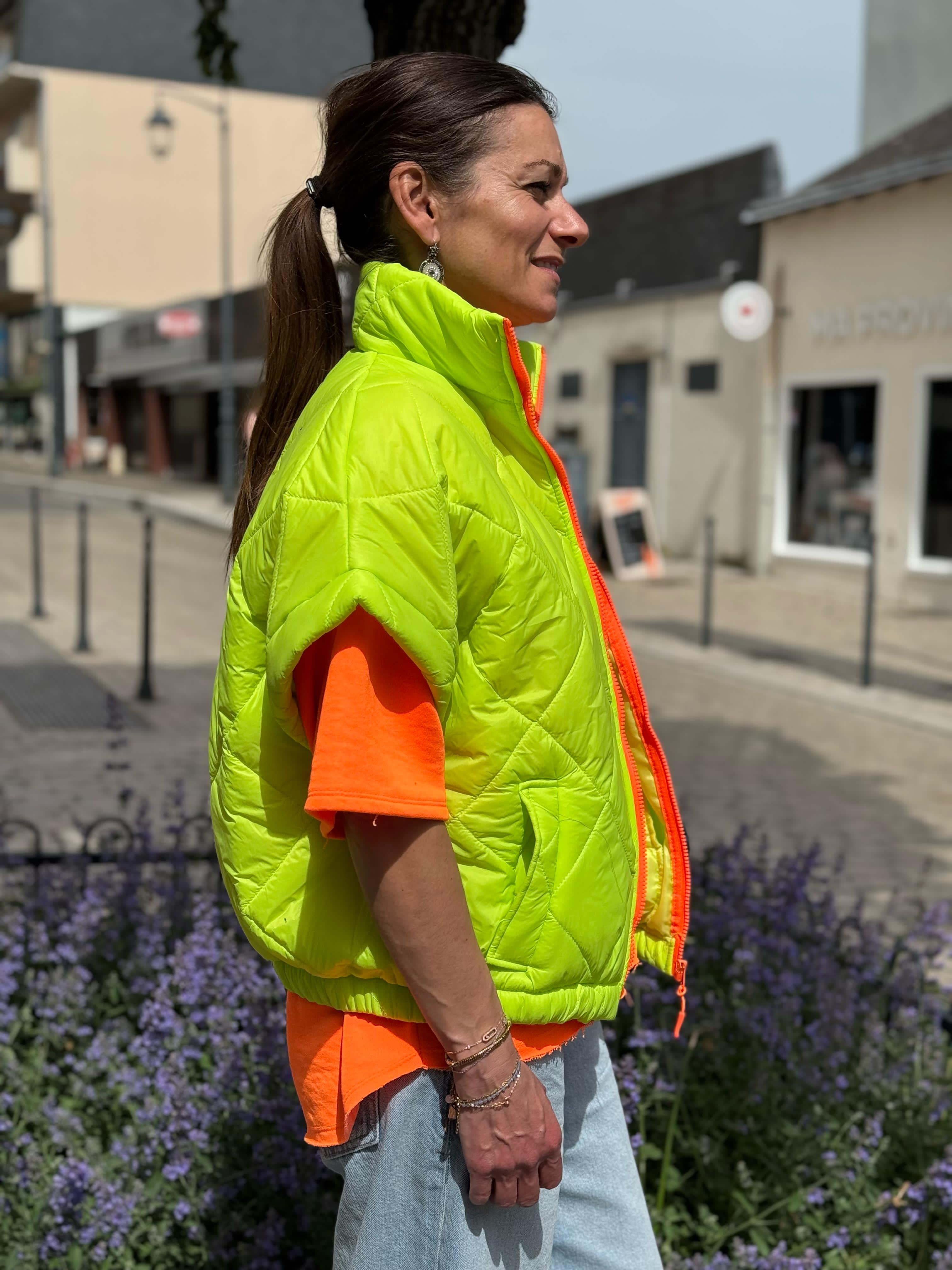 Doudoune manches courtes FIZZ Jaune fluo