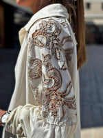 Charger l'image dans la galerie, Blouse Banditas écru jersey dentelle - BLOOM
