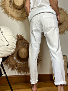 Pantalon bi matière JO Blanc