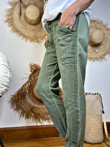 Pantalon bi matière JO Kaki
