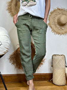 Pantalon bi matière JO Kaki