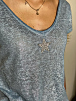 Charger l&#39;image dans la galerie, Tee shirt dos dentelle BORIS Bleu
