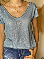 Charger l&#39;image dans la galerie, Tee shirt dos dentelle BORIS Bleu
