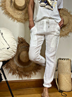 Charger l&#39;image dans la galerie, Pantalon bi matière JO Blanc
